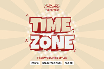 Editable time zone text effects 3d template style premium vector.