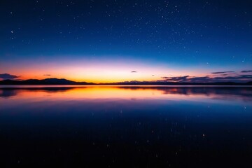 Serene sunrise over still water