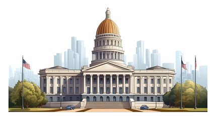 Obraz premium Cartoon vector illustration of the Capitol of Georgia isolated on white background for design elements