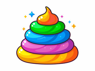 Rainbow Unicorn Poo Cartoon Illustration for Kids