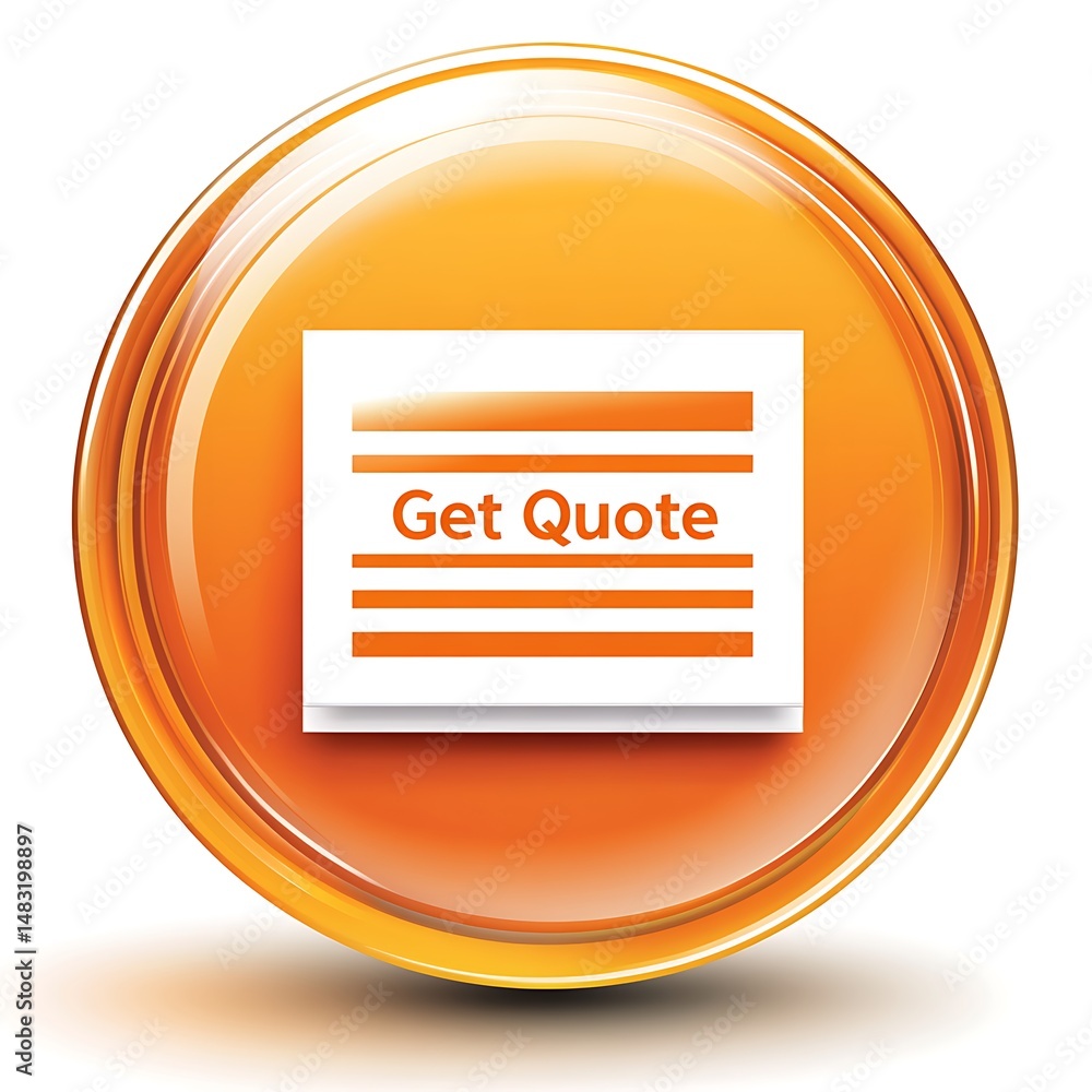 Poster orange button graphic featuring a request, ideal for websites and user interfaces, depicting a simpl
