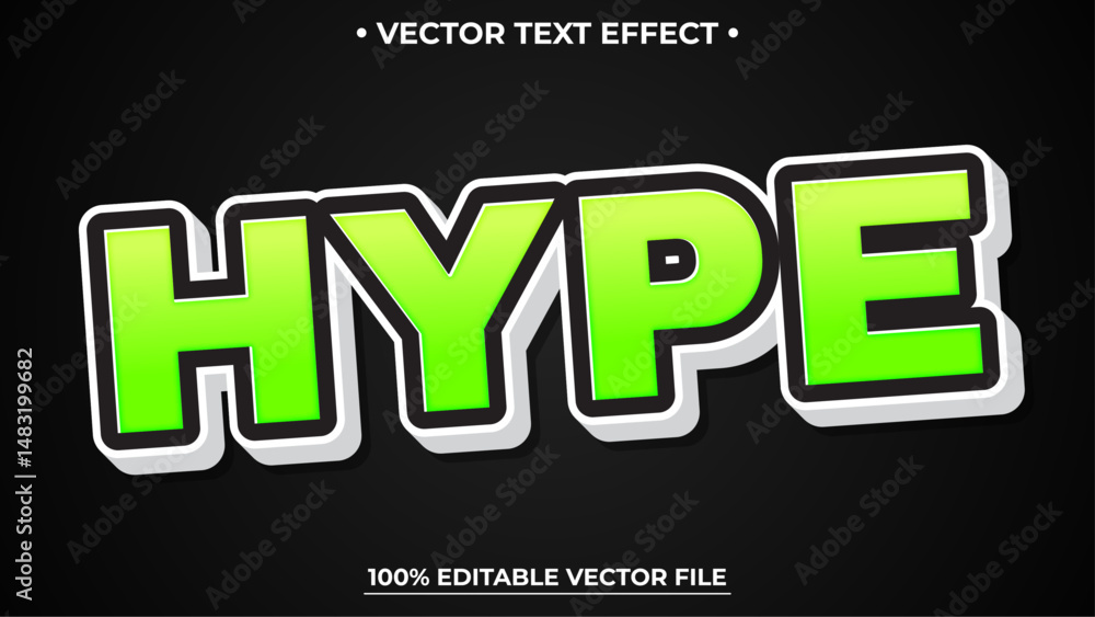 Poster hype 3d editable text effect, green editable text effect