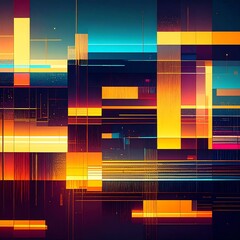 Abstract Geometric Art with Colorful Shapes and Patterns in Vibrant Digital Composition