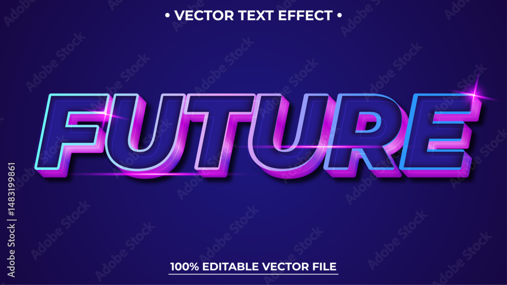 Poster modern editable text effect vibrant modern color shiny. text style effect. editable fonts vector fil