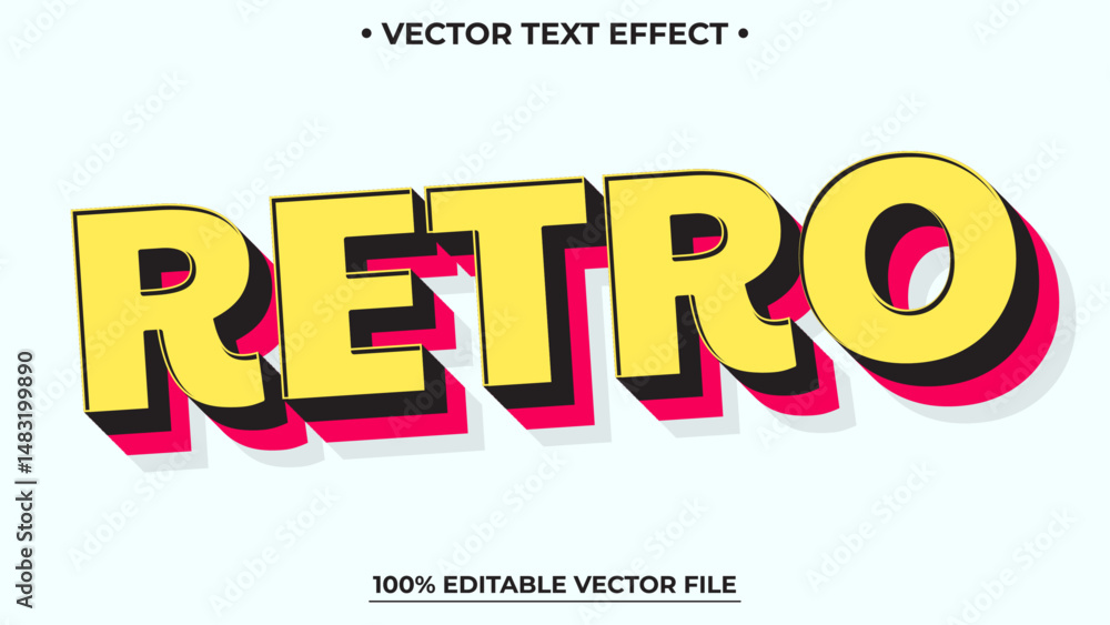 Poster retro yellow simple editable text effect, editable font style theme