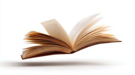 Open book, pages spread wide, floating in the air