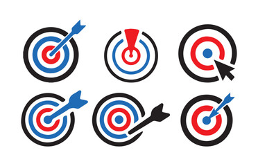 Set of success target icons.  outline icons related to success target board. Linear icon collection. Success target outline icons collection. Vector eps 10