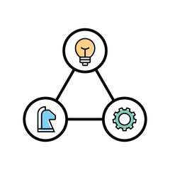 three rounded lines in a triangle with strategy, idea, target icon. Vector business infographic element 