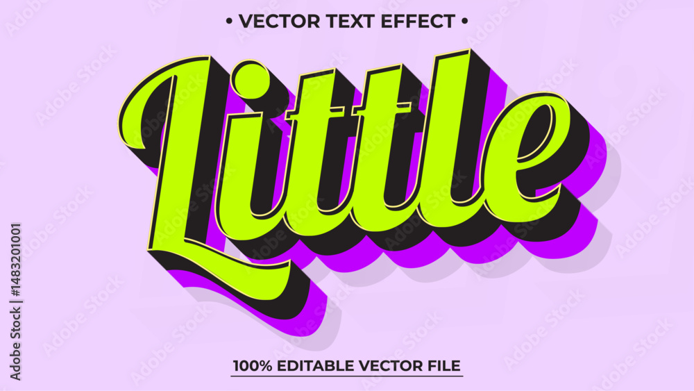 Poster little retro green simple editable text effect, editable font style theme
