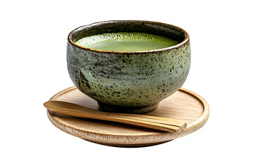 Japanese matcha tea ceremony isolated on transparent background
