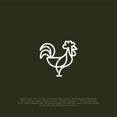 Artistic minimalist rooster emblem design with subtle curves, against a dark background, creates a modern aesthetic suitable for various branding and design endeavors