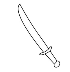 Cute cartoon hand drawn vector sword outline.