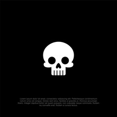 Graphic Depiction of a Skull on a Solid Black Backdrop, Ideal for Design Projects Aiming to Evoke an Impression of Spookiness and Creepiness in Design Elements