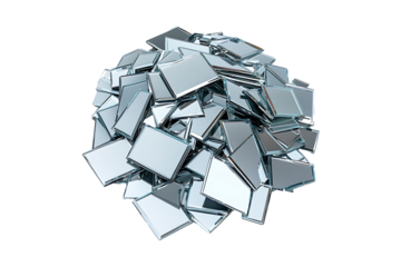 Heap of Mirrors isolated on transparent background
