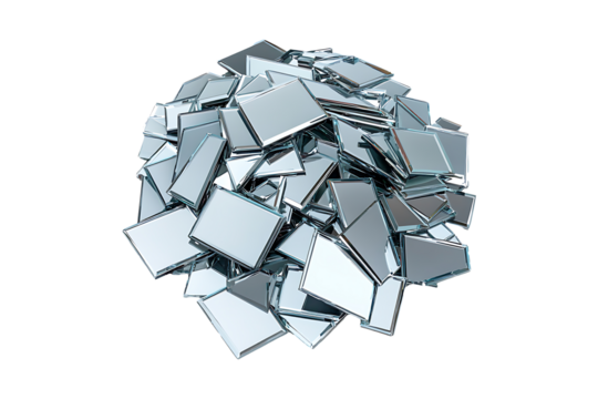 Heap of Mirrors isolated on transparent background
