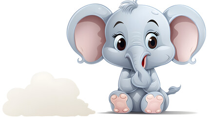 Fototapeta premium Cute Cartoon Baby Elephant with Speech Bubble - Playful Vector Illustration