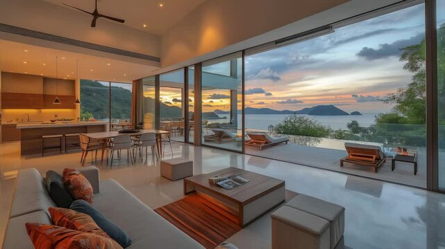modern living room with nice view