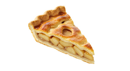 Apple Cinnamon Brown Sugar Pie Isolated on White Background, Homemade Apple Pie with Cinnamon and Brown Sugar on white background, "Rustic Apple Cinnamon Pie slice isolated on white background