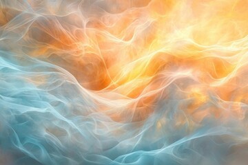Fototapeta premium Abstract Flowing Waves of Blue and Orange Light in Motion