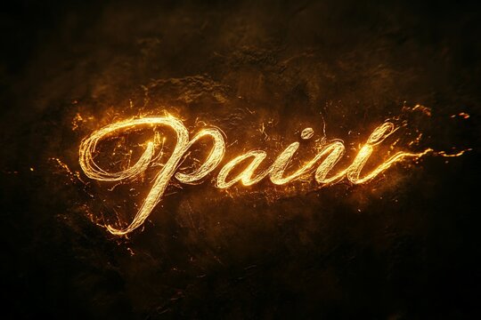 Illuminated word "Paint" in golden sparks
