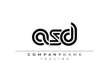 ASD Creative Unique Modern Letter Logo Design. Stylized logo featuring a unique letter design, presenting abstract minimalist aesthetics and modern appeal.