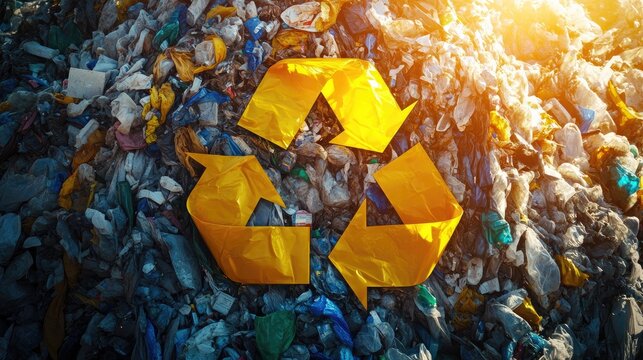 Recycling symbol amidst plastic waste (4)