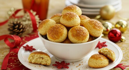 Festive Christmas cookies in a bowl