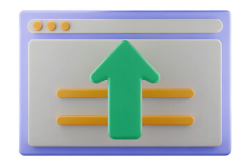A green upward arrow appears on a stylized browser window with yellow lines and circular buttons.