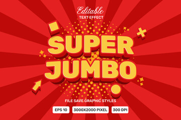 Editable super jumbo text effects 3d template style premium vector.