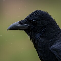 Rain-Kissed Raven's Gaze AI Generated