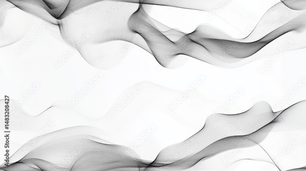Poster Abstract design with flowing lines in grayscale.