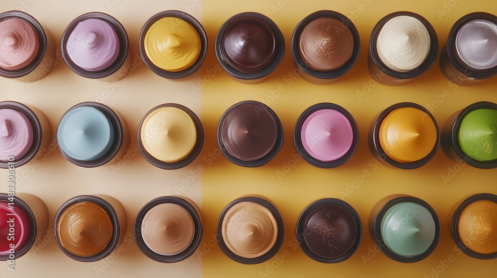 Poster close-up of an array of colorful jars displaying various flavors and ingredients for culinary inspir