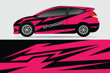 Obraz premium Vibrant pink racing car with dynamic design on track