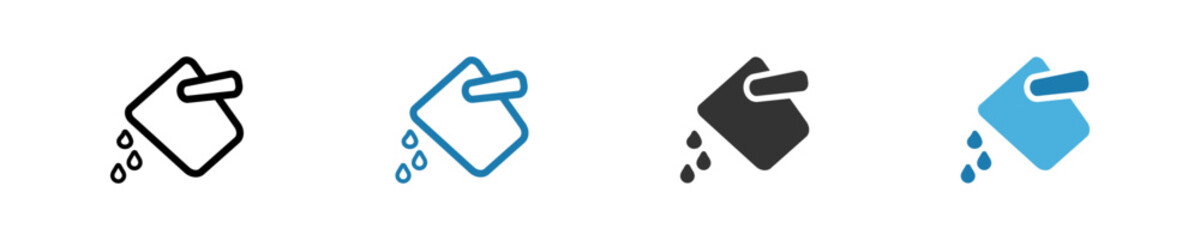 Bucket filled water icon flat. Liquid drop icon in vector design style. Drip sign. Bucket water illustration.