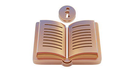 Isolated Open Book with Information Symbol Metallic Design