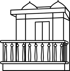 Balcony railing outline vector illustration line art