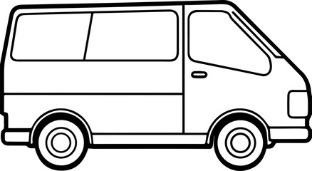 cargo van outline vector illustration line art