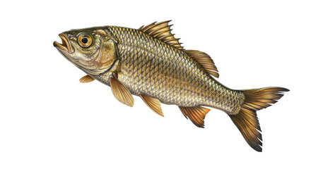 Isolated Detailed Realistic Illustration of a Common Roach Fish
