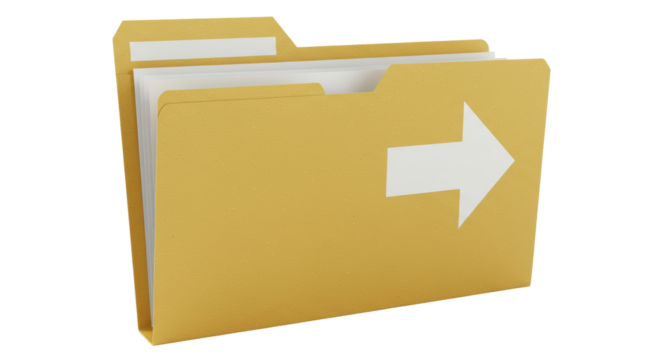 Isolated Yellow Folder with Arrow Pointing Right