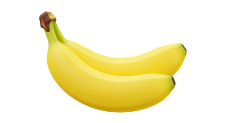 Isolated Pair of Ripe Yellow Bananas Tropical Fruit