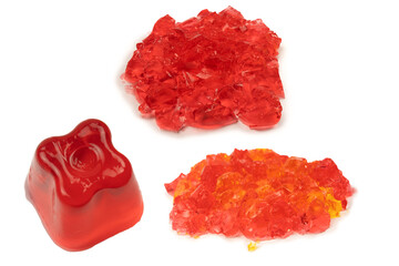 Sweet fruit jelly dessert isolated on white background.