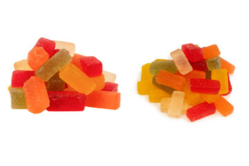 Marmalade candies isolated on a white background.