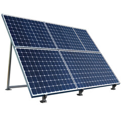 Six solar panels arranged in a rectangular formation on isolate background