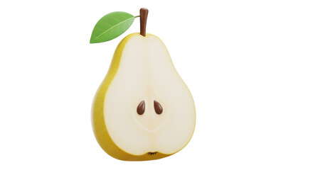 Isolated Half Pear with Seed Detail, Representing Freshness and Natural Sweetness