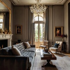 Fototapeta premium living room with fireplace