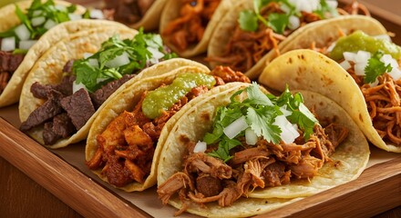 A mouthwatering assortment of various tacos, perfect for a casual and flavorful meal.