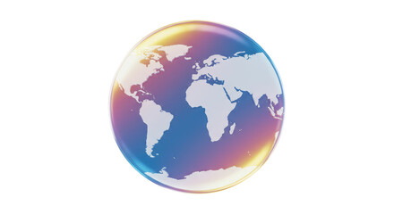 Isolated World Map Bubble Reflecting Continents