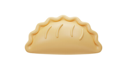Isolated Cartoon Dumpling with Crimped Edges
