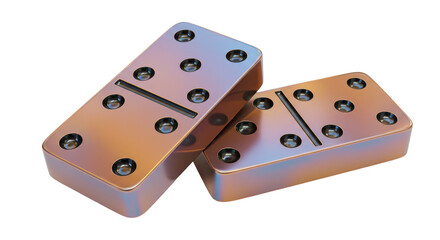 Isolated Stacked Domino Tiles with Metallic Texture