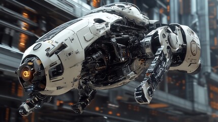 Fototapeta premium Cyberpunk Robotic Quadruped: Futuristic Design in Motion